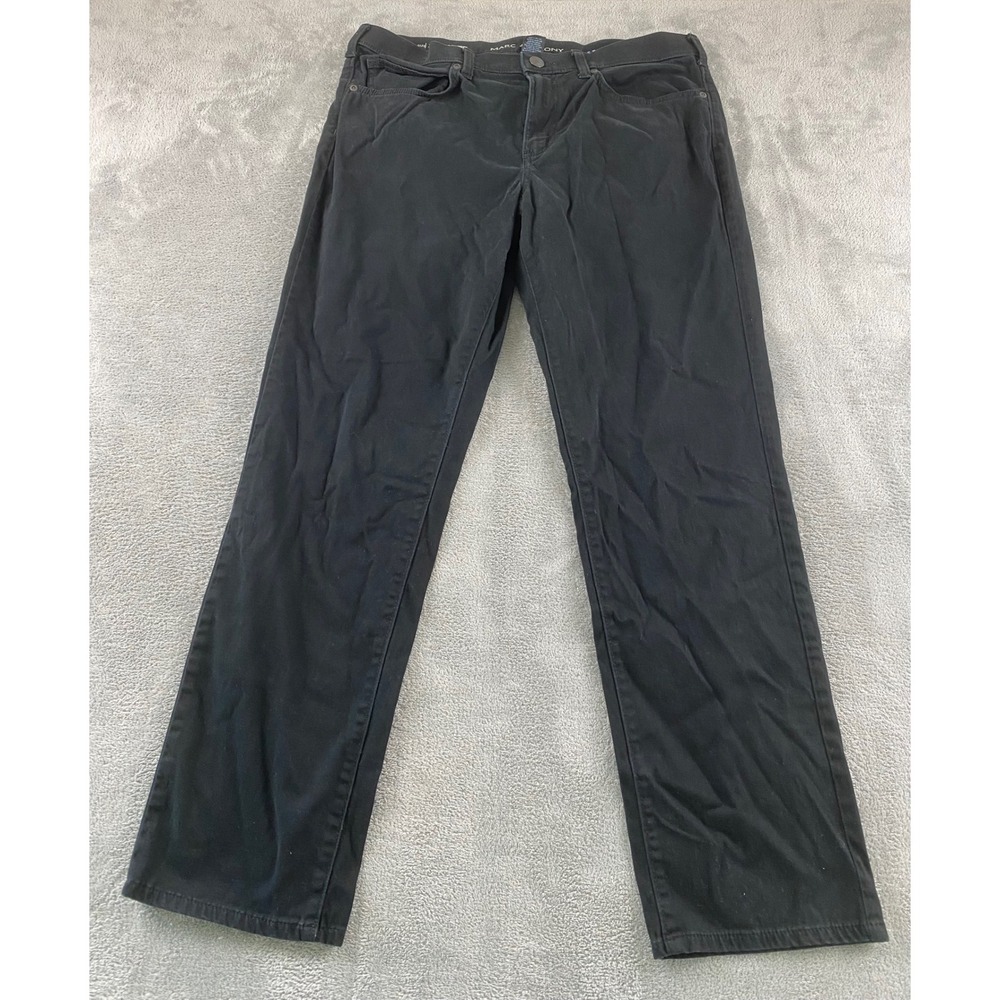 Marc Anthony Mens Slim Straight Fit Stretchwaist Black Pants 36W 32L Cotton